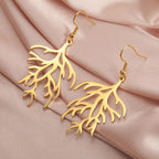 Boucles d'Oreilles Pendantes en Branches Corail or