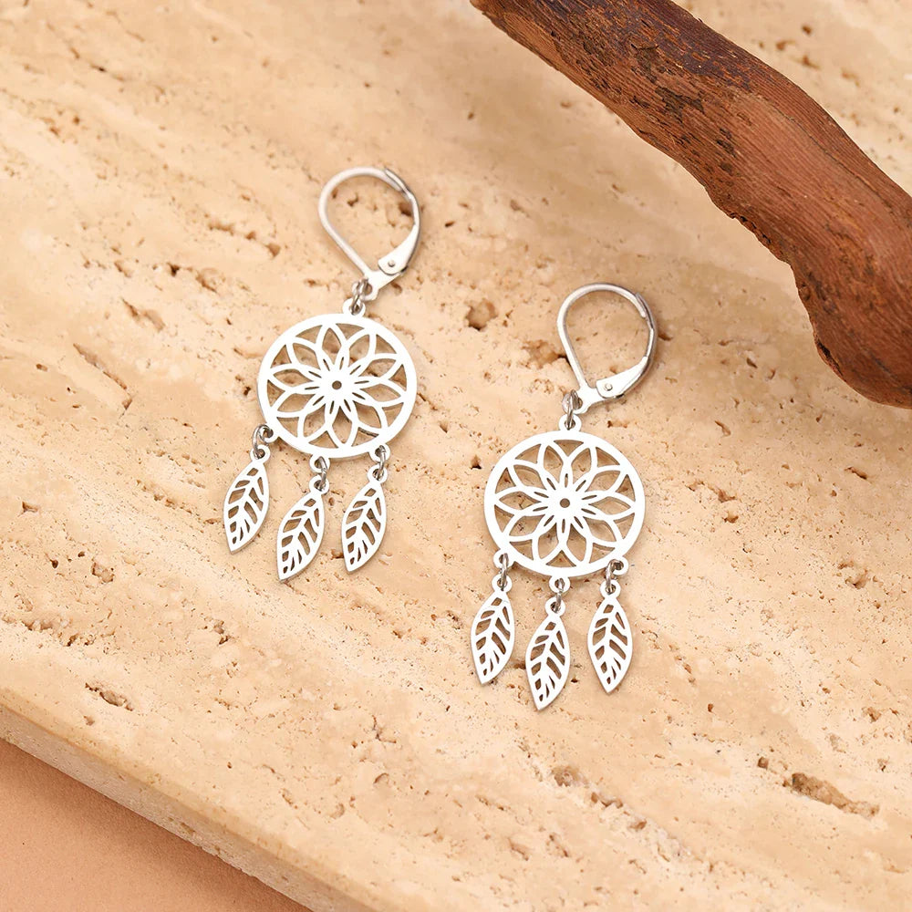 Dreamcatcher Dangle Earrings Silver