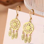 Dreamcatcher Dangle Earrings Gold