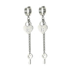Boucles d'oreilles pendantes clef et cadenas argent
