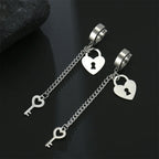 Boucles d'oreilles pendantes clef et cadenas argent
