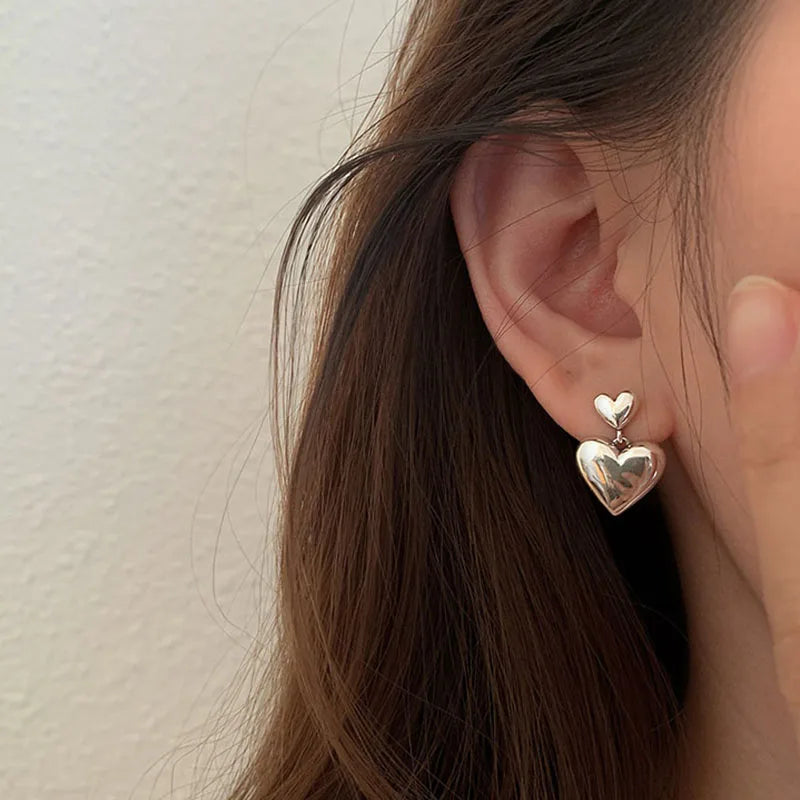 Dangling Heart Stud Earrings for Women