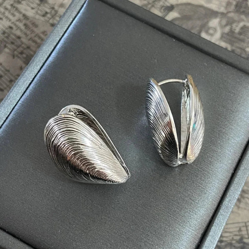 Silver Hanging Earrings with Shells and Mussels