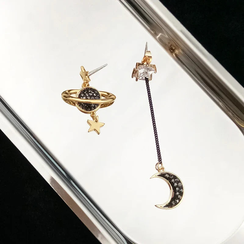 Dangling Earrings Moon Crescent and Stars