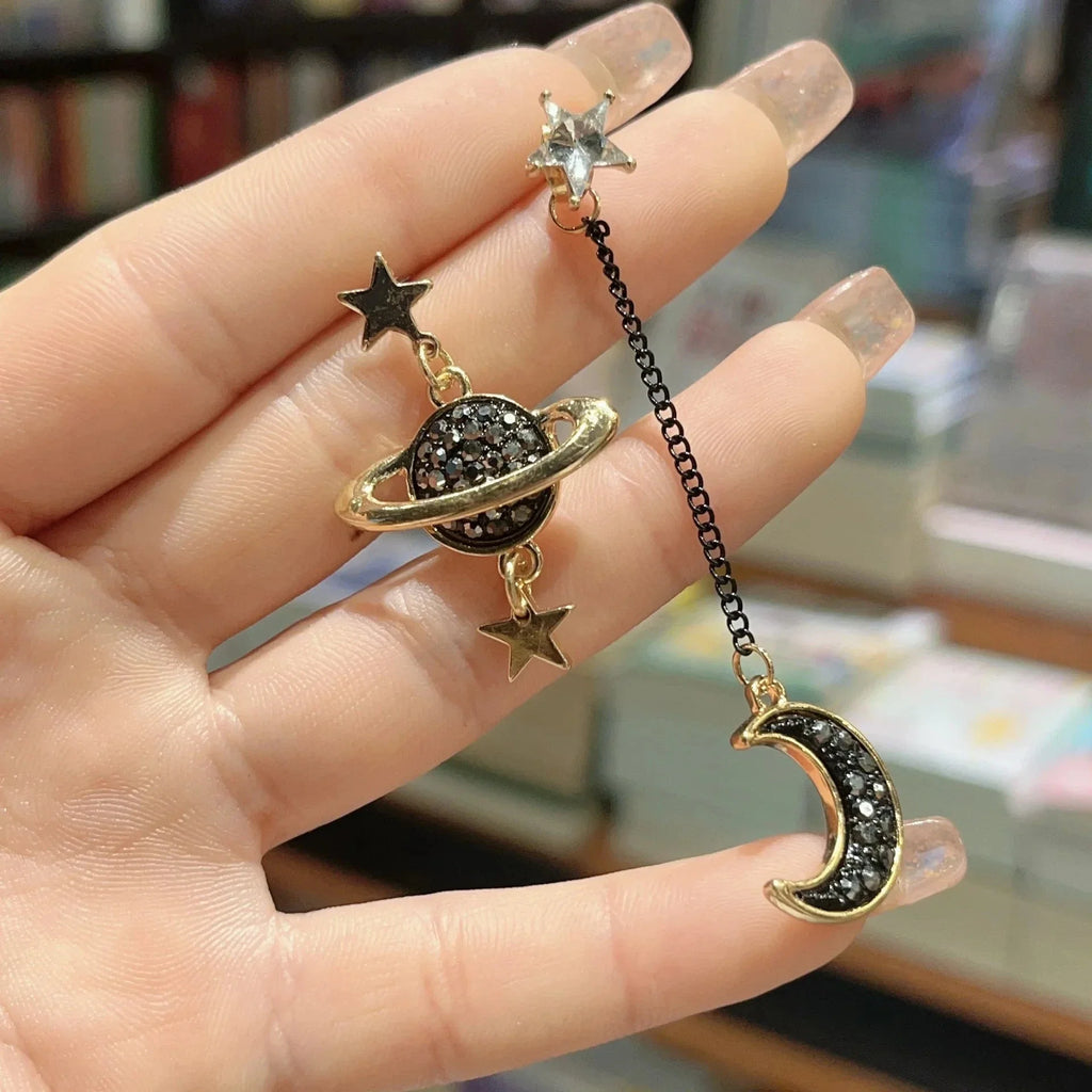 Dangling Earrings Moon Crescent and Stars