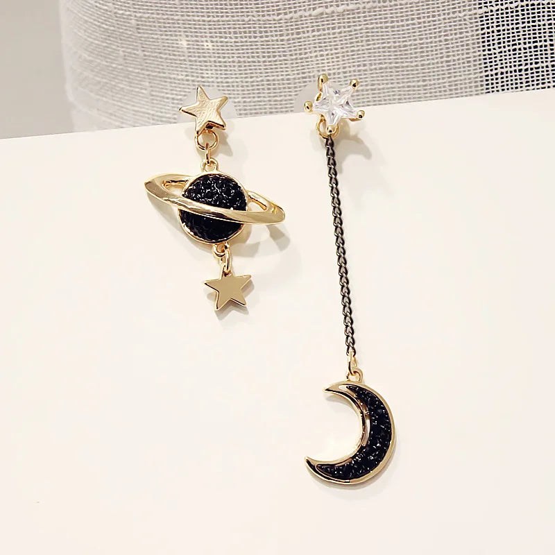 Dangling Earrings Moon Crescent and Stars