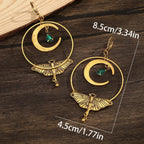 Dangling Earrings Moon Crescent and Moth