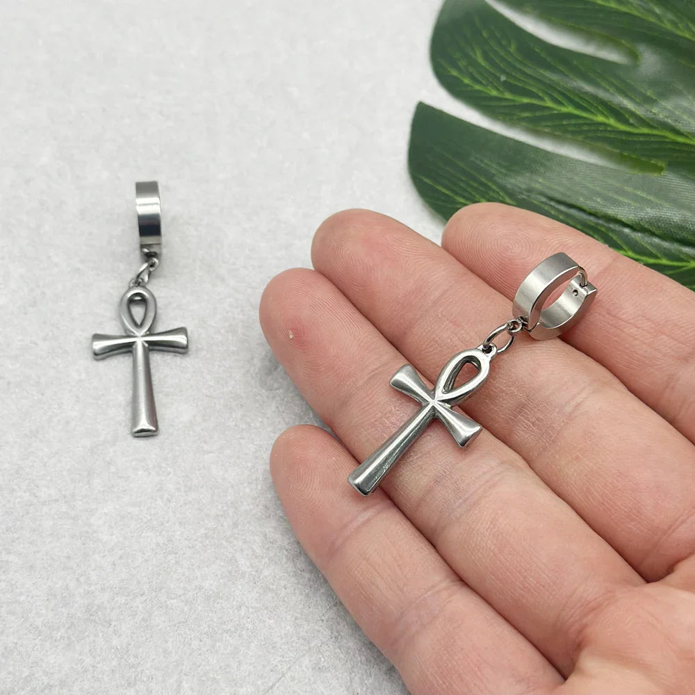 Boucles d'Oreilles Pendantes Croix d'Ankh 1