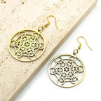 Metatron Cube Gold Dangle Earrings