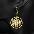 Metatron Cube Gold Dangle Earrings