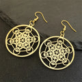 Metatron Cube Gold Dangle Earrings