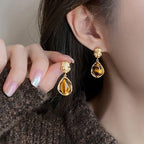 Women's Hanging Protection Earrings Tiger Eye