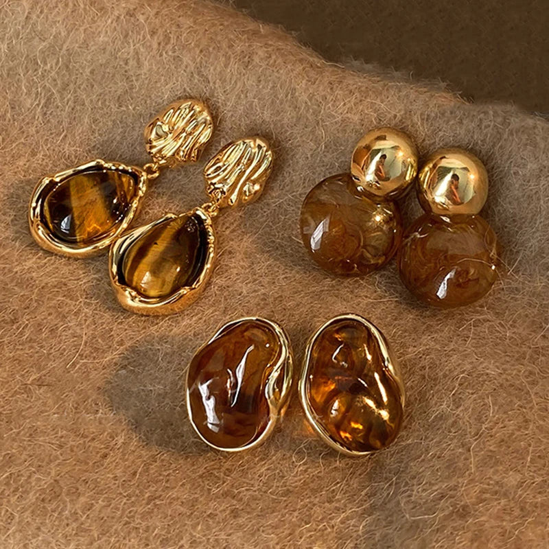 Dangling Earrings for Protection Tiger's Eye