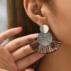 Bohemian Style Fan Dangle Earrings in Multicolor