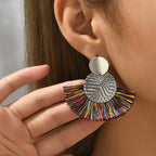 Bohemian Style Fan Dangle Earrings in Multicolor