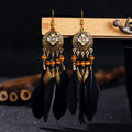 Boucles d'Oreilles Pendantes de Style Ethnique Plumes 1