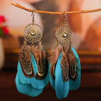 Boucles d'Oreilles Pendantes de Style Ethnique Plumes 3