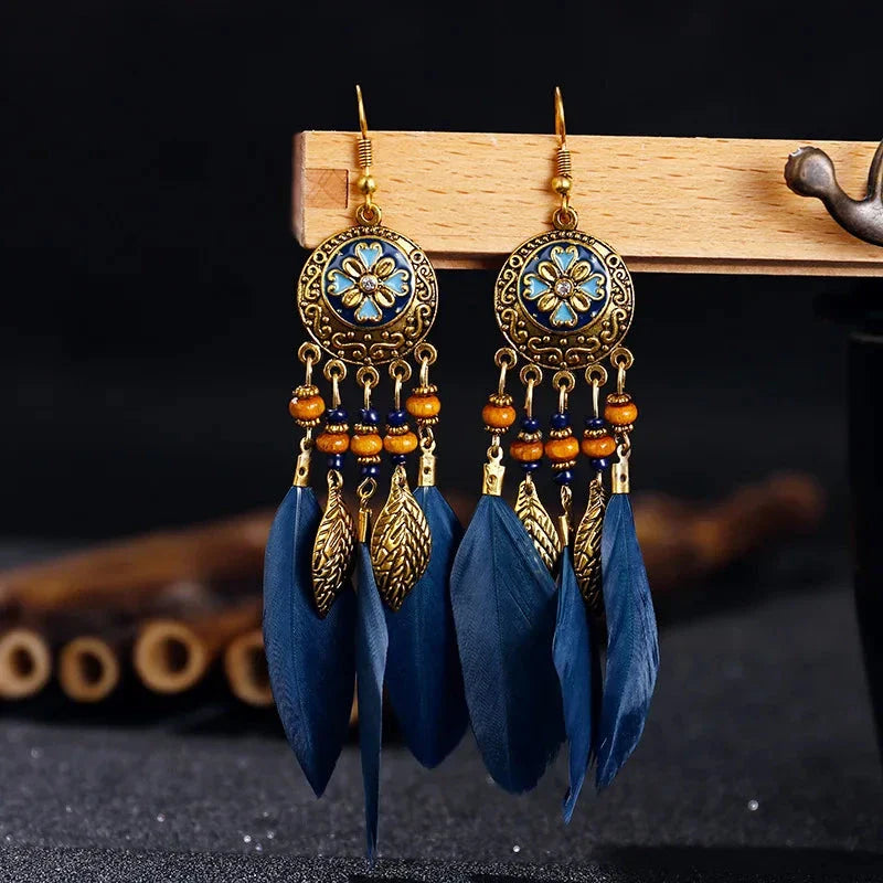 Ethnic Style Feather Dangle Earrings 6