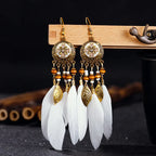 Boucles d'Oreilles Pendantes de Style Ethnique Plumes 8