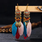 Boucles d'Oreilles Pendantes de Style Ethnique Plumes 10