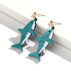 Boucles d'oreilles pendantes en forme de requin bleu