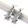 Boucles d'oreilles pendantes en forme de requin gris