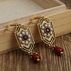 Asymmetric Ethnic Dangle Earrings red