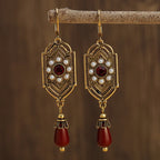 Asymmetric Ethnic Dangle Earrings red