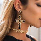 Ethnic Cross Dangle Earrings