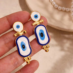 Ethnic Blue Eye Gold Dangle Earrings