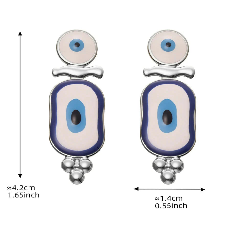 Ethnic Blue Eye Dangle Earrings