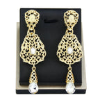 Ethnic Oriental Dangling Earrings white