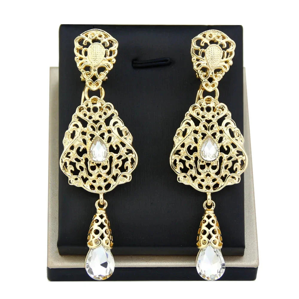 Ethnic Oriental Dangling Earrings white