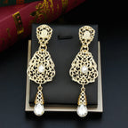 Ethnic Oriental Dangling Earrings white