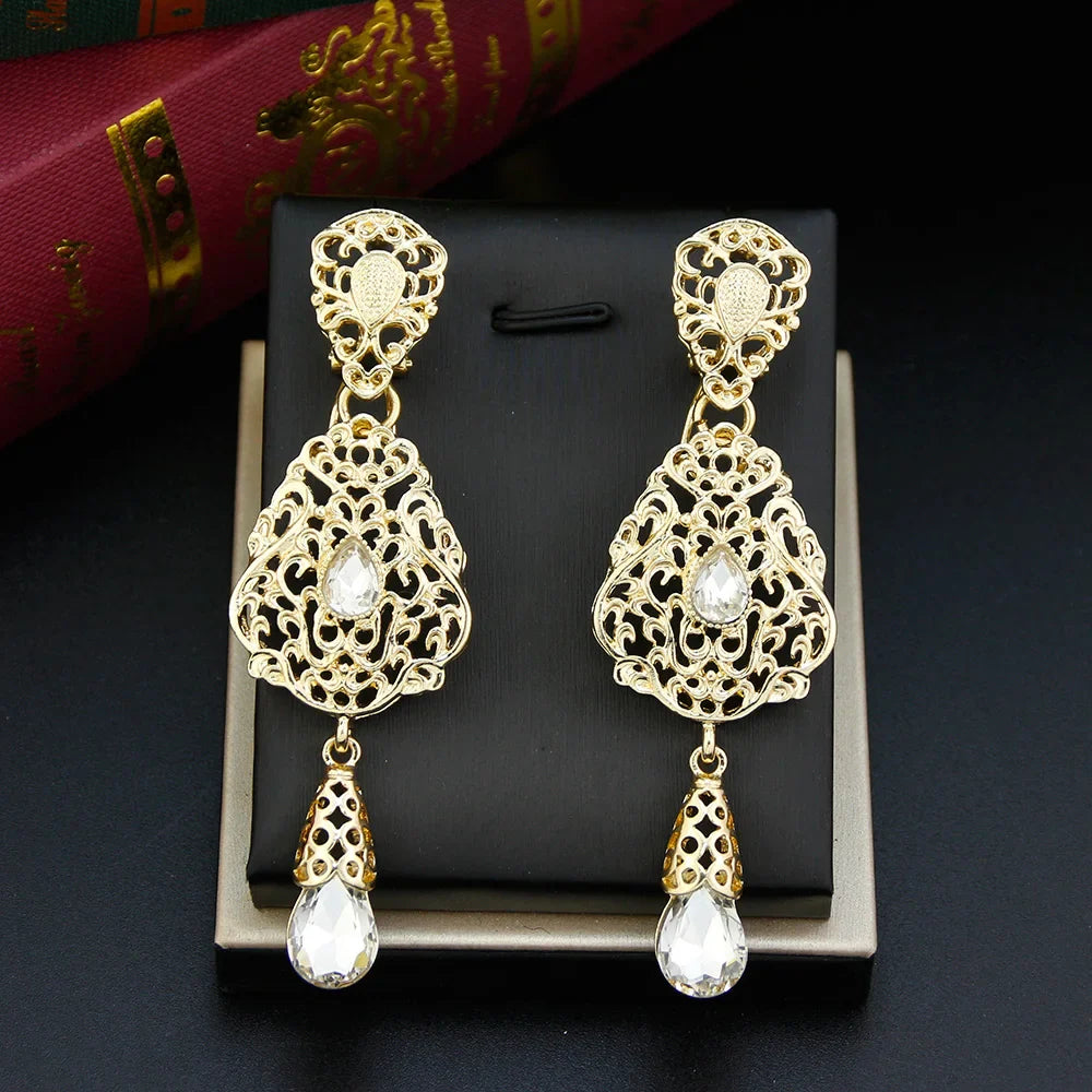 Ethnic Oriental Dangling Earrings white