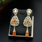 Ethnic Oriental Dangling Earrings orange