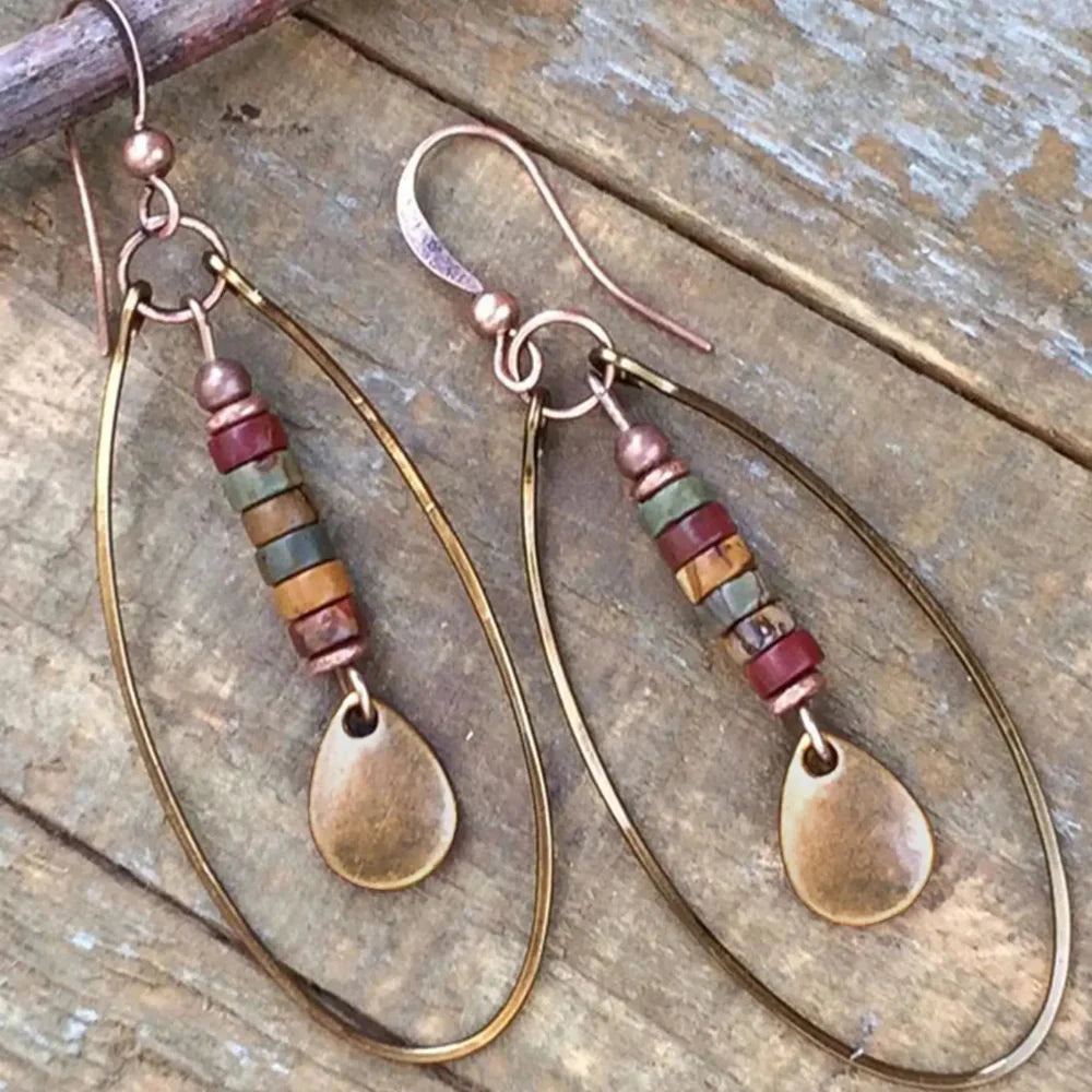 Ethnic Oval Dangling Earrings
