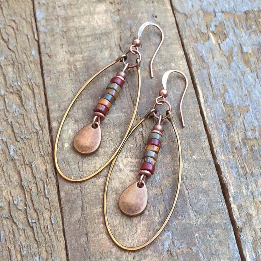 Ethnic Oval Dangling Earrings