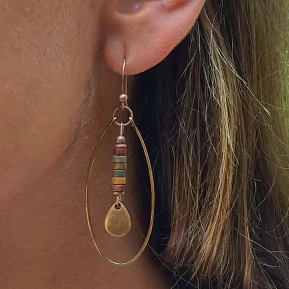 Ethnic Oval Dangling Earrings