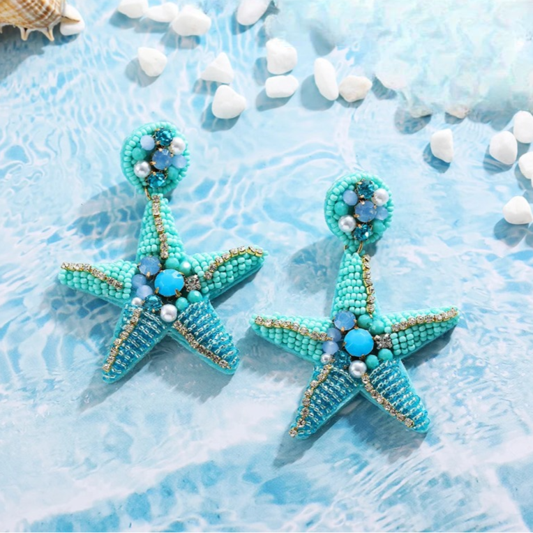 Starfish Shell Dangle Earrings