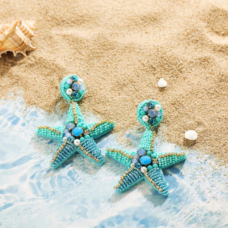 Starfish Shell Dangle Earrings