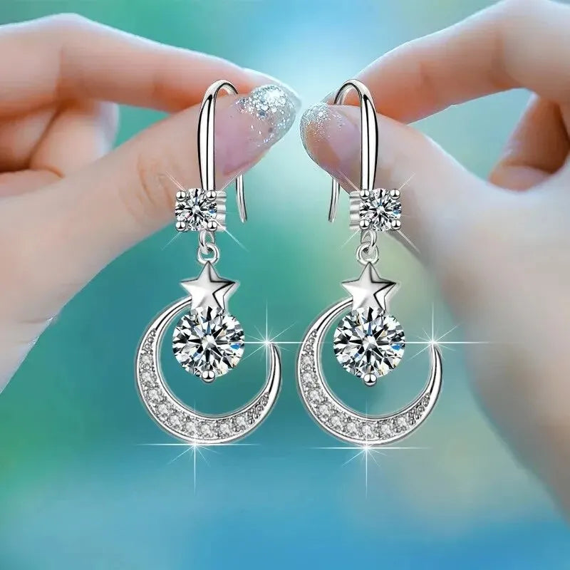 Star and Moon Dangling Earrings
