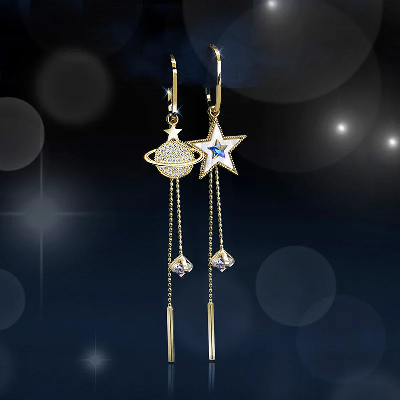 Star and Planet Dangle Earrings