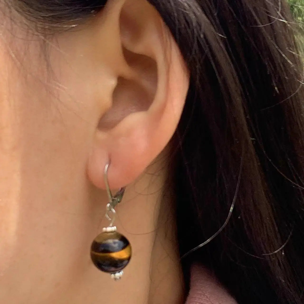 Women's Dangling Earrings Tiger's Eye