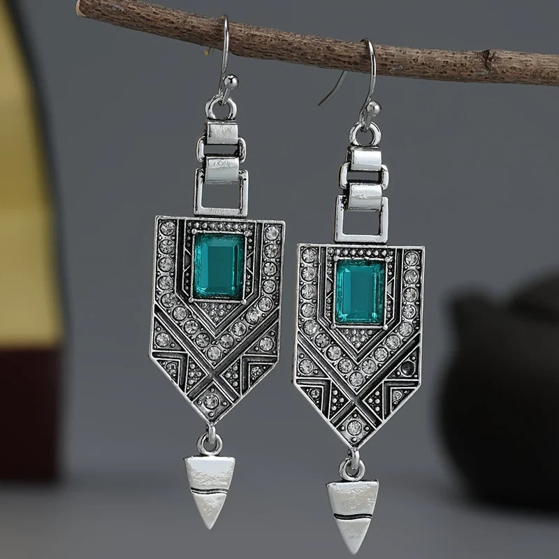Ethnic Style Women's Dangling Earrings Silver