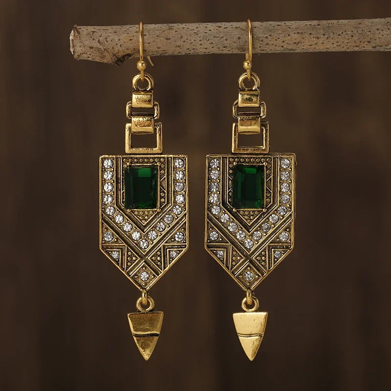 Ethnic Style Women's Dangling Earrings Gold