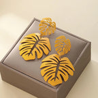 Yellow Palm Leaf Dangle Earrings