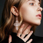 Lotus Flower Dangle Earrings for Women silver