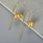 Gold Magnolia Flower Drop Earrings