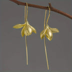 Gold Magnolia Flower Drop Earrings